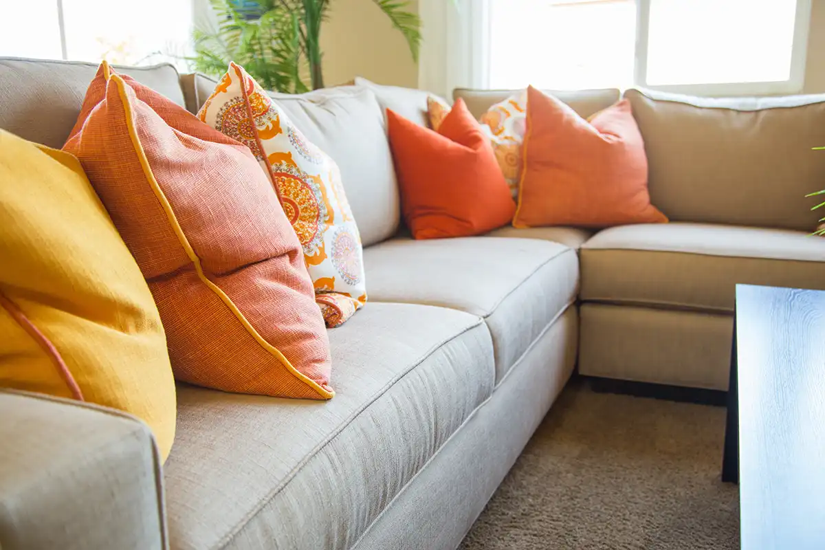 living room and pillows